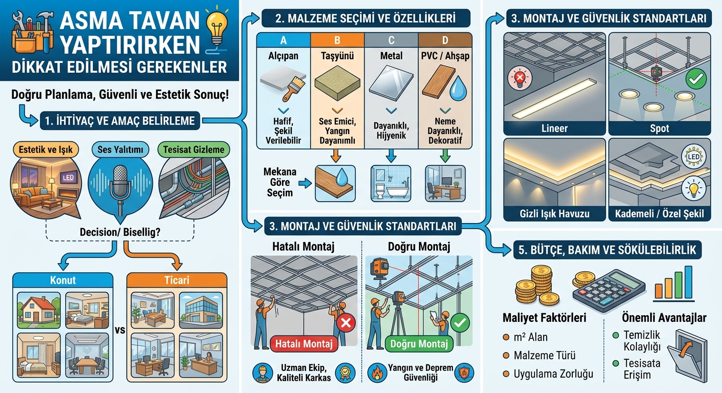 Asma Tavan Yaptırırken Dikkat Edilmesi Gerekenler